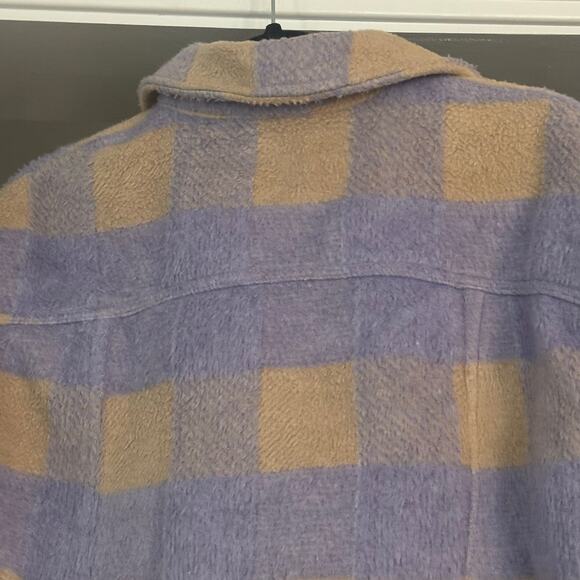 Elodie Purple Cream Plaid Jacket Fleece Feel Button Front Small - Picture 5 of 9